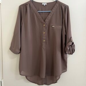 B_envied Sheer Cottagecore Women Size L Top Henley Button Dark Fairy Coquette